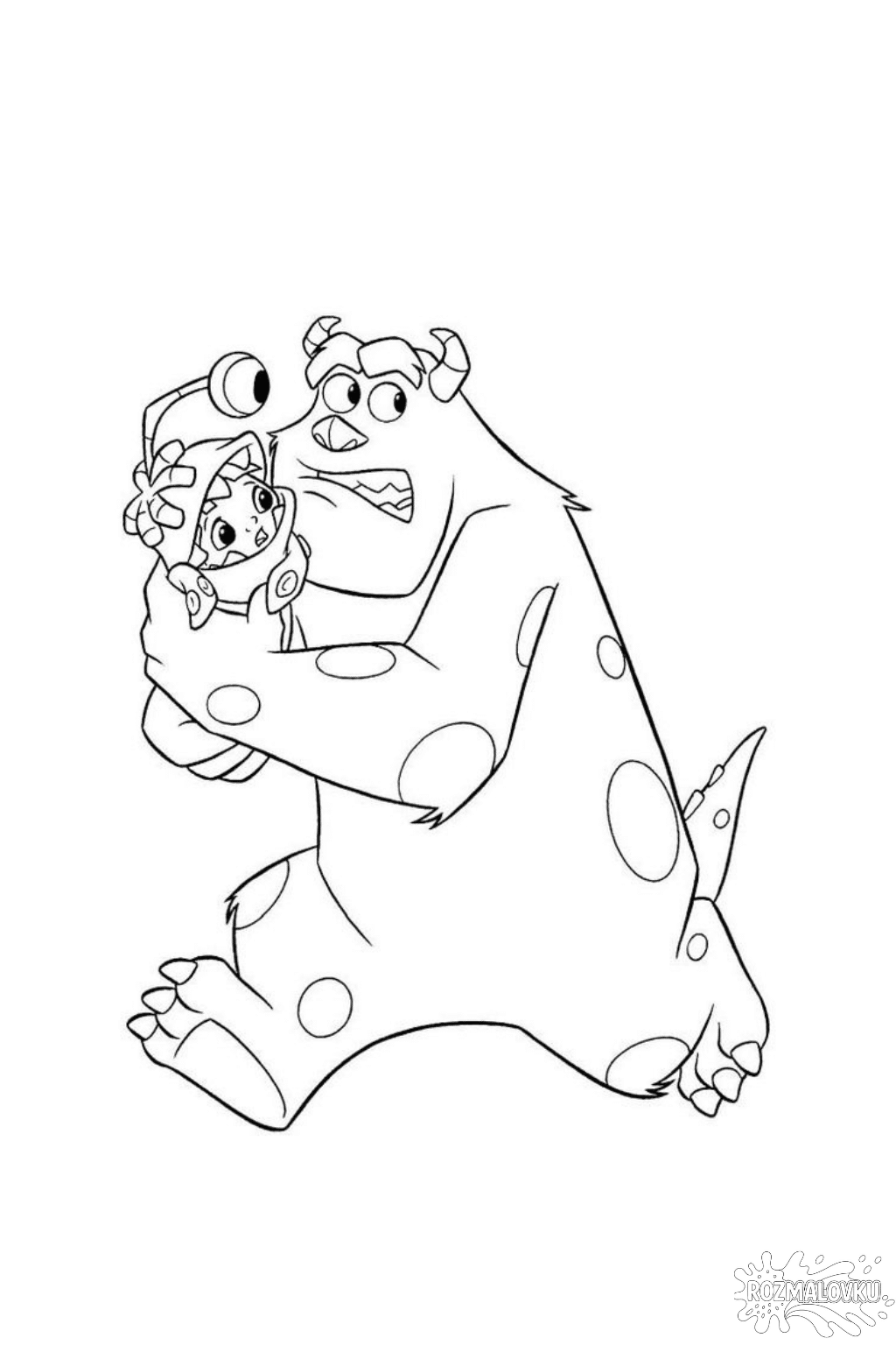 Скачати безкоштовну розмальовку Саллі та Бу з Корпорації монстрів у форматі А4 для друку Розмальовка «Саллі та Бу з Корпорації монстрів» скачати та роздрукувати у форматі А4