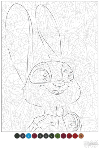 Розмальовка «Джуді Гопс за номерами» скачати та роздрукувати в форматі А4