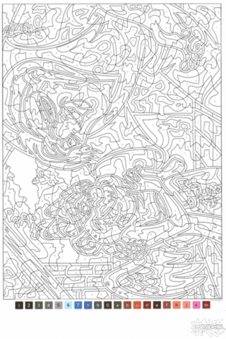 Розмальовка «Квазімодо та Есмеральда за номерами» скачати та роздрукувати в форматі А4