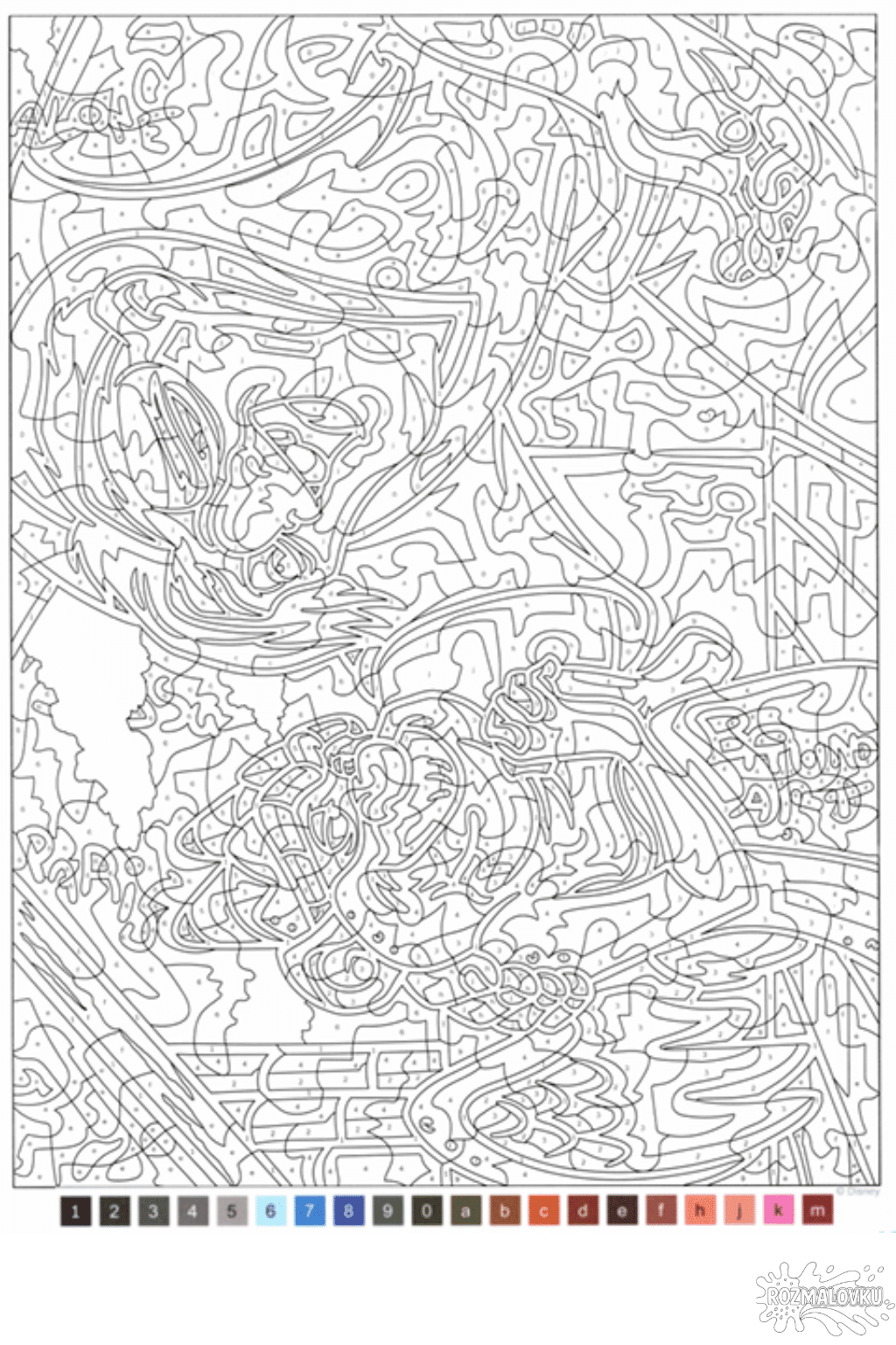 Скачати безкоштовну розмальовка «Квазімодо та Есмеральда за номерами» в форматі А4 для друку Розмальовка «Квазімодо та Есмеральда за номерами» скачати та роздрукувати в форматі А4