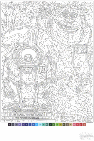 Розмальовка «Майк і Саллі за номерами» скачати та роздрукувати в форматі А4