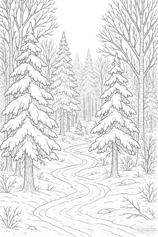 Зимова розмальовка з лісовою стежкою