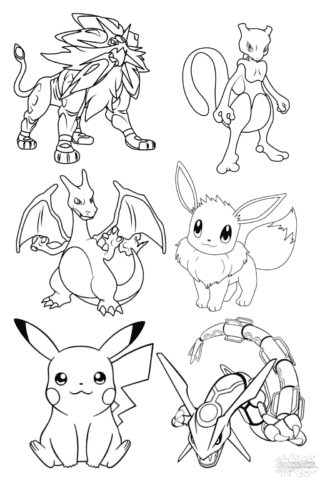 Розмальовка покемони популярні персонажі скачати та роздрукувати в форматі А4