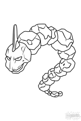 Розмальовка покемони Онікс для дітей скачати та роздрукувати в форматі А4