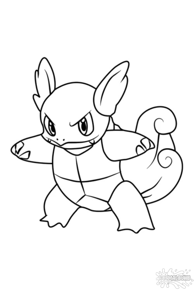 Розмальовка покемони Вартортл для дітей скачати та роздрукувати в форматі А4