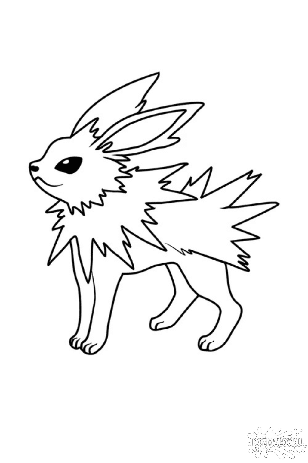 Розмальовка покемони Джолтеон для дітей скачати та роздрукувати в форматі А4