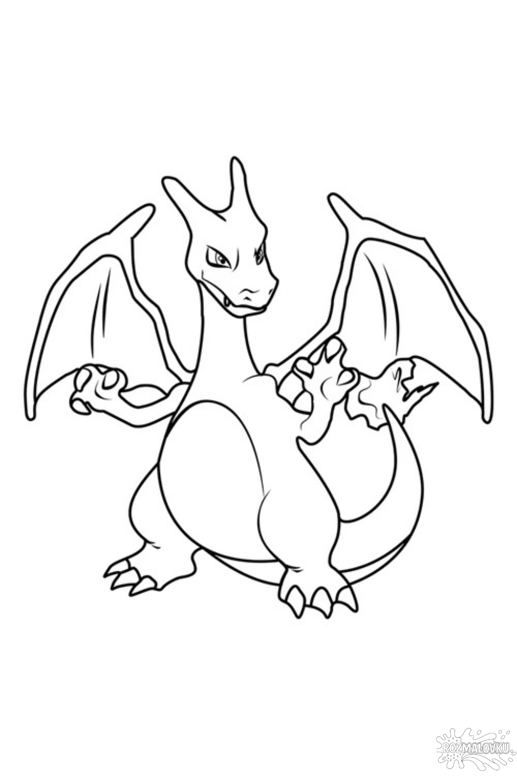 Розмальовка покемони Чармандер еволюція Чарізард скачати та роздрукувати в форматі А4