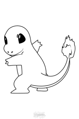 Розмальовка покемони Чармандер для дітей скачати та роздрукувати в форматі А4