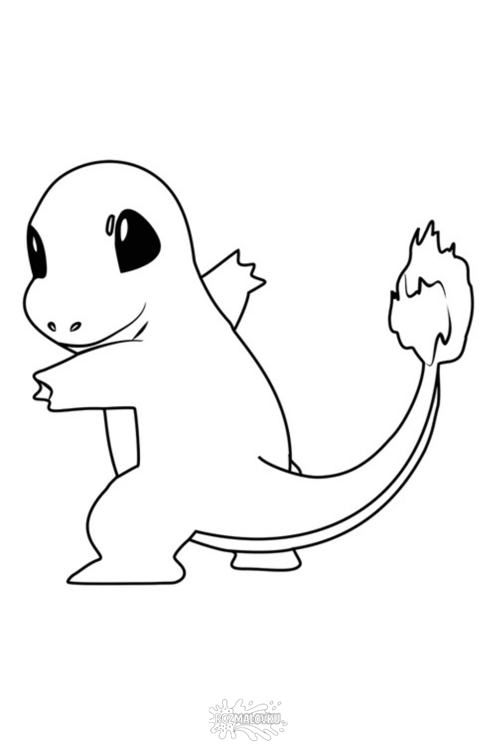 Розмальовка покемони Чармандер для дітей скачати та роздрукувати в форматі А4