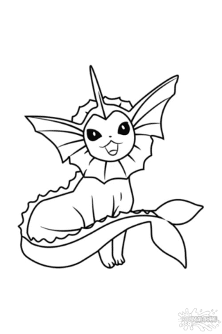 Розмальовка покемони Вапореон для дітей скачати та роздрукувати в форматі А4