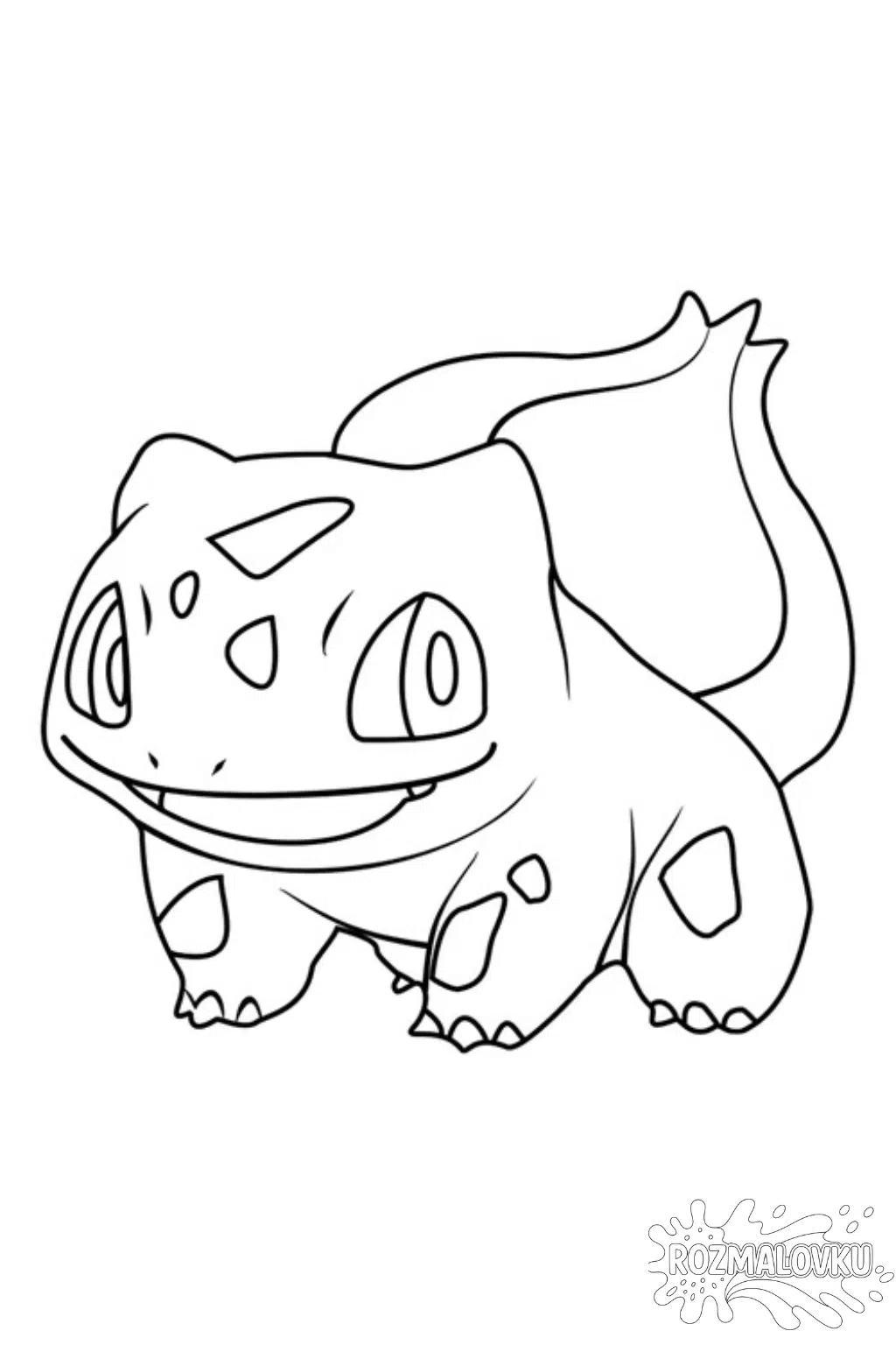 Розмальовка покемони Бульбазавр для дітей скачати та роздрукувати в форматі А4
