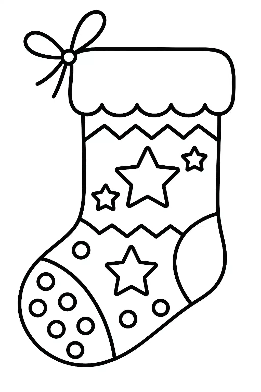 Розмальовка різдвяна шкарпетка з зірочками скачати та роздрукувати в форматі А4