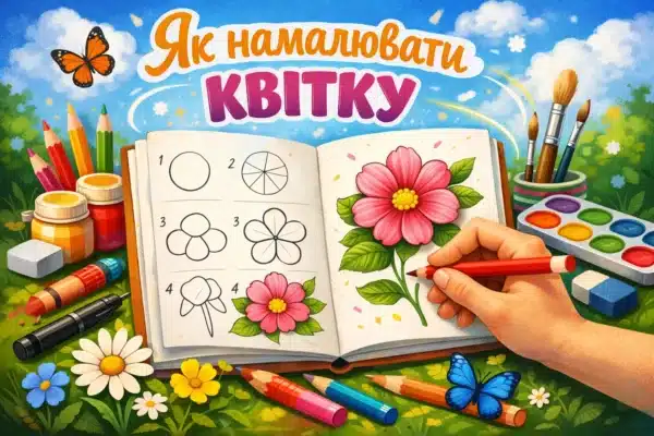 Як намалювати квітку — прості приклади малювання для дітей та початківців