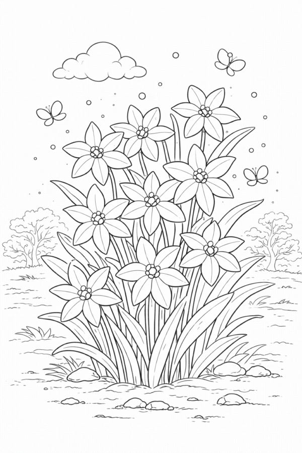 Розмальовка весна з Хіонодокса та метеликами