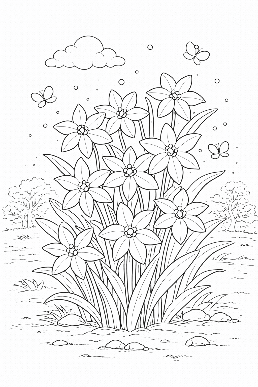 Розмальовка весна з Хіонодокса та метеликами