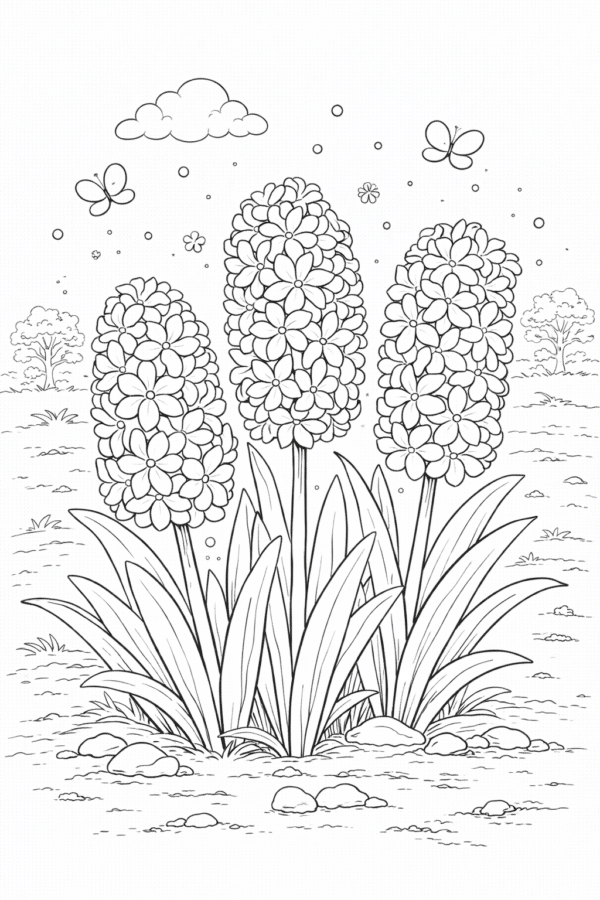 Розмальовка весна квітучі гіацинти