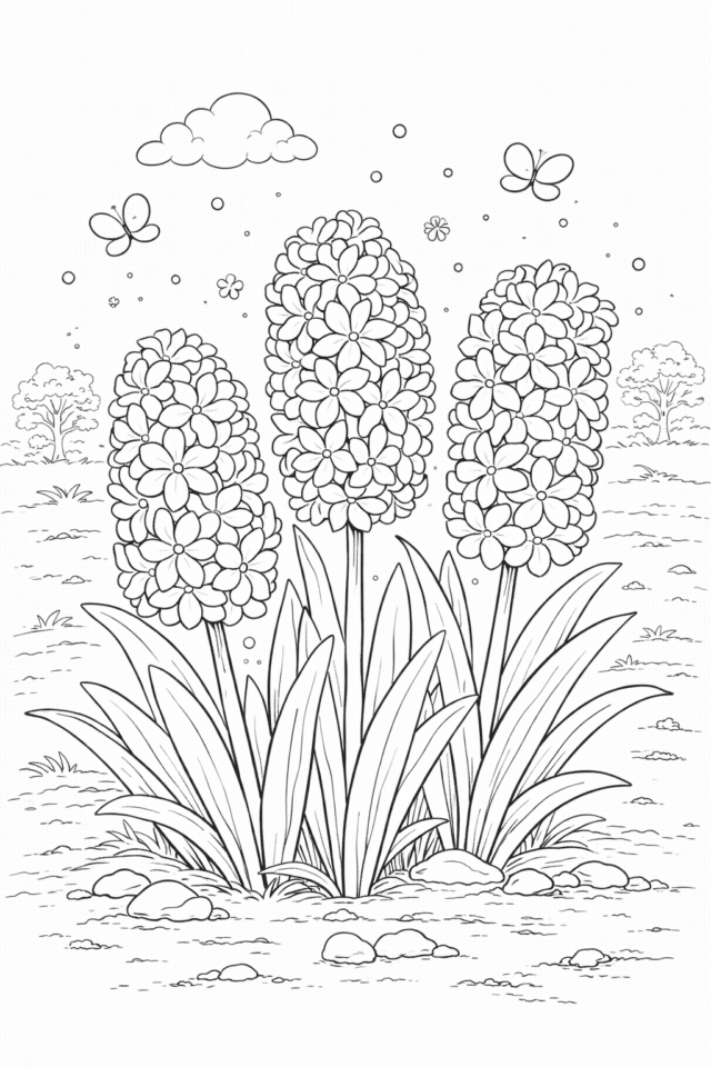 Розмальовка весна квітучі гіацинти