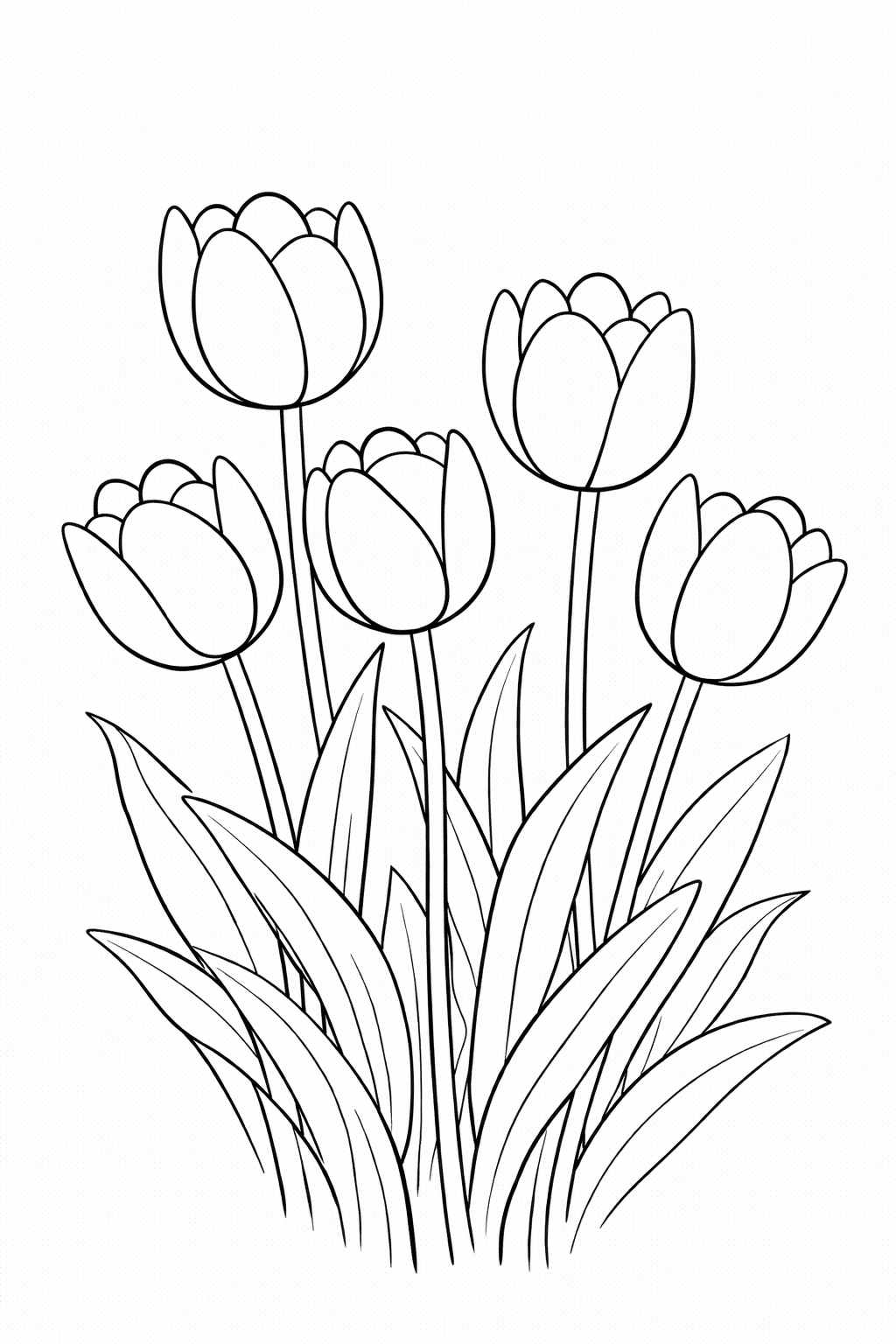 Розмальовка весна з простими тюльпанами для дітей