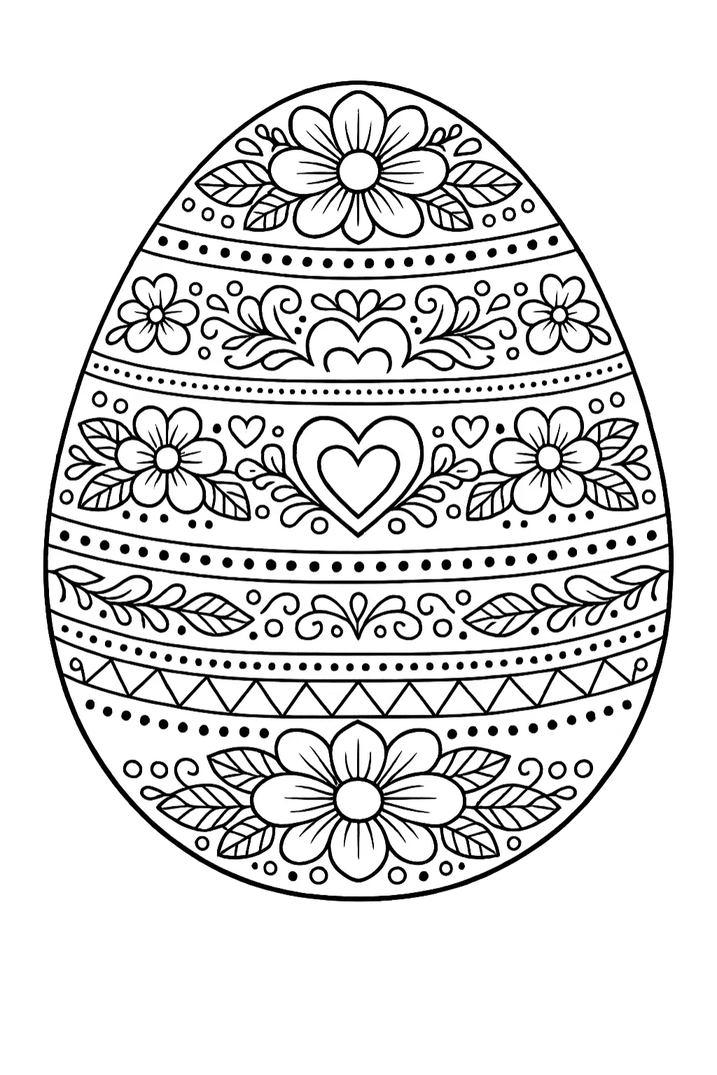 Великодня розмальовка «Квіткова писанка з народним орнаментом» скачати та роздрукувати в форматі А4 Великодня розмальовка «Квіткова писанка з народним орнаментом» скачати та роздрукувати в форматі А4