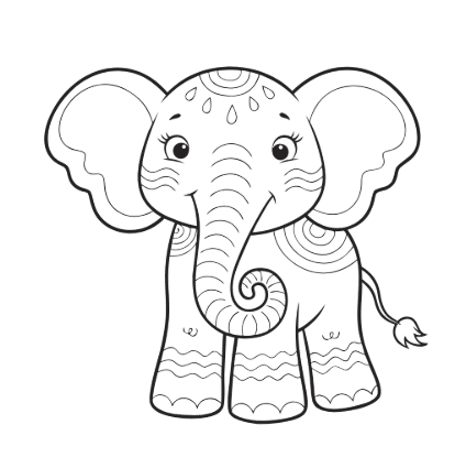 Онлайн розмальовка милого слоника для дітей