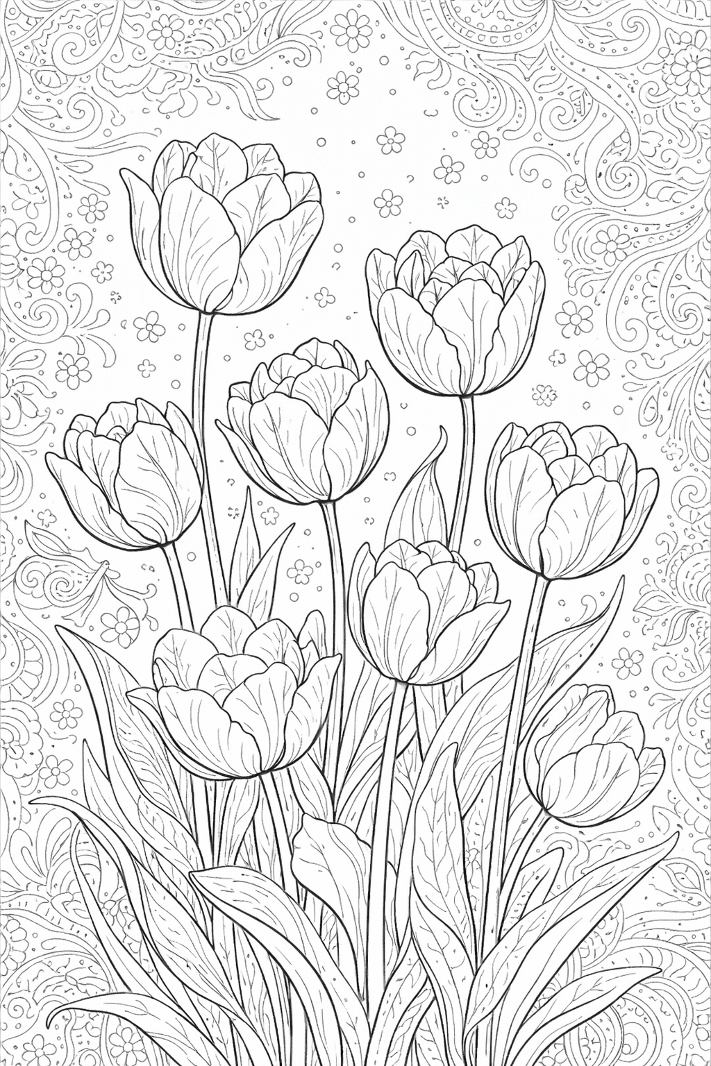 Антистрес розмальовка ніжні тюльпани Весняна антистрес розмальовка ніжні тюльпани