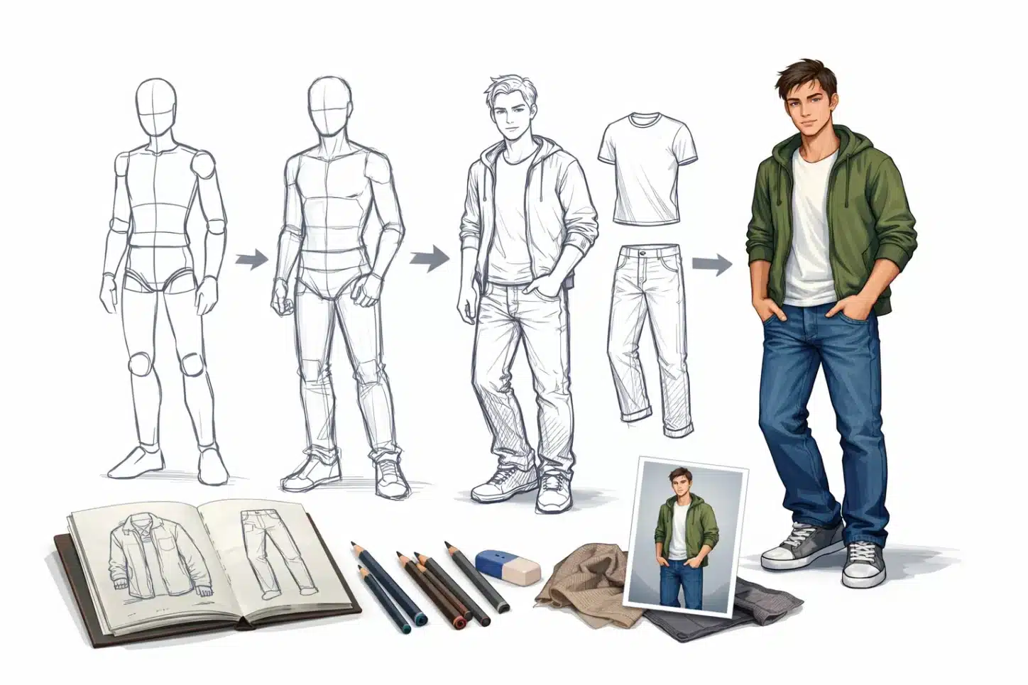 Як намалювати людину в одязі: покрокова інструкція