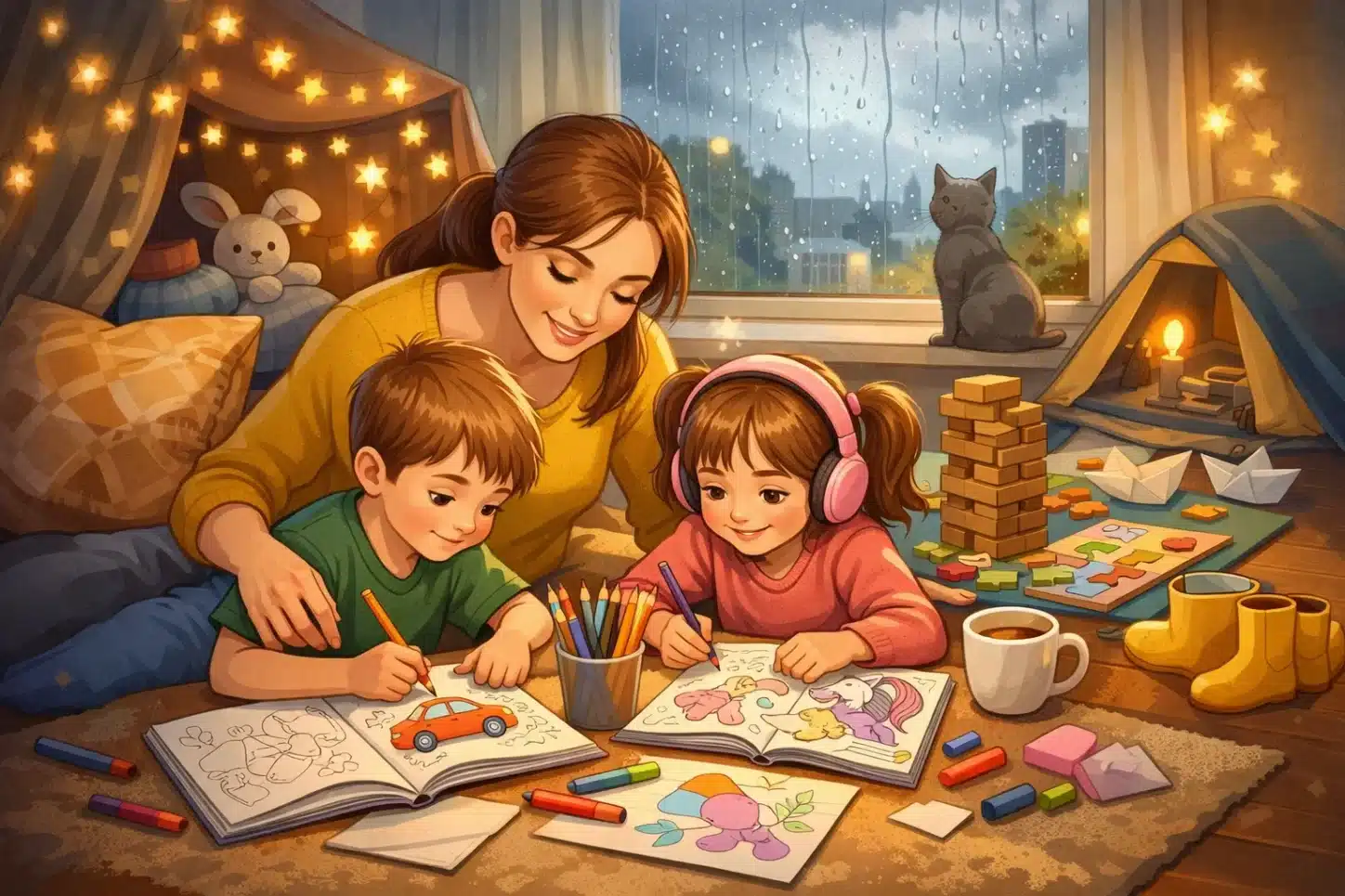 Чим зайнятися з дитиною дощового дня: ідеї з розмальовками від Akvarel