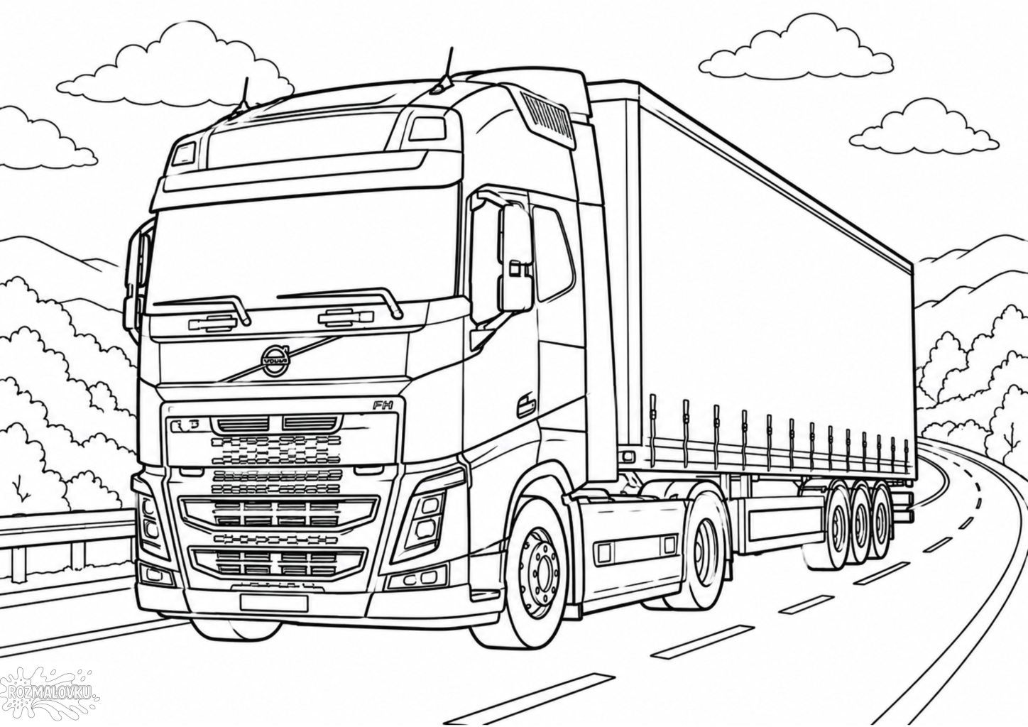 розмальовка фура volvo розмальовка фура volvo для друку