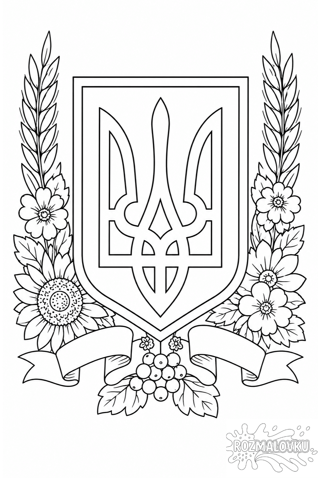 герб україни розмальовка