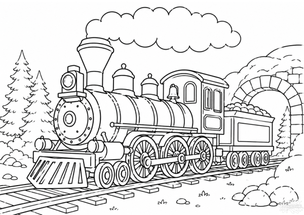 розмальовка паровоз для друку