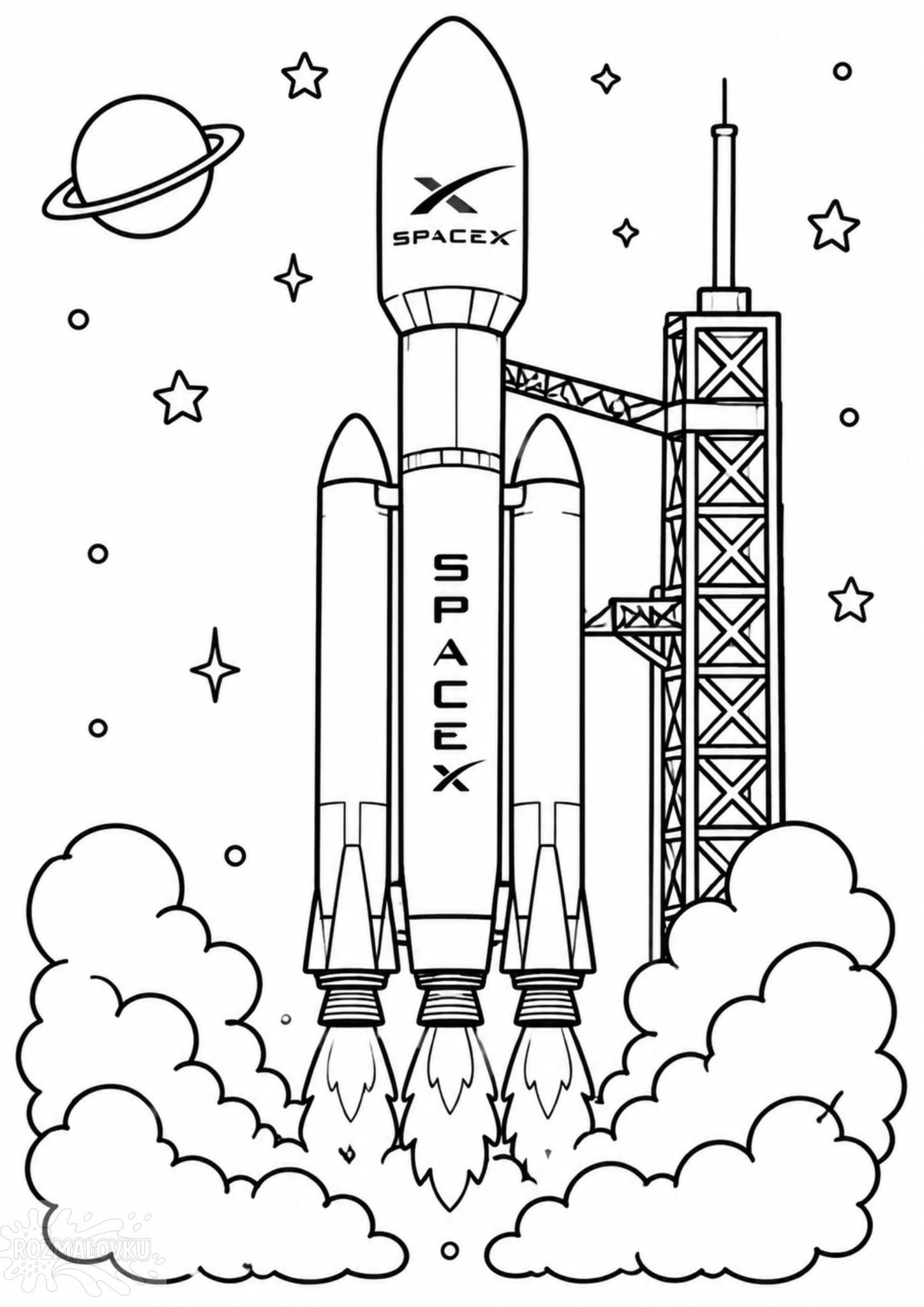 розмальовка ракета SpaceX для друку