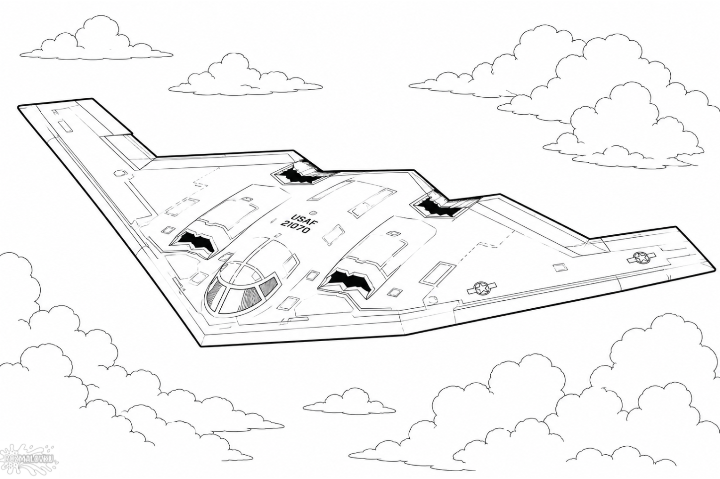 розмальовка військового літака B-2 Spirit для друку